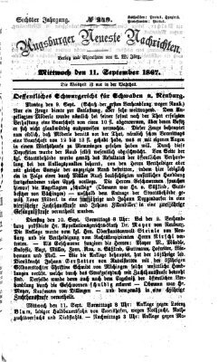 Augsburger neueste Nachrichten Mittwoch 11. September 1867