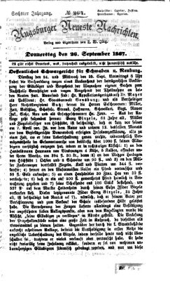 Augsburger neueste Nachrichten Donnerstag 26. September 1867