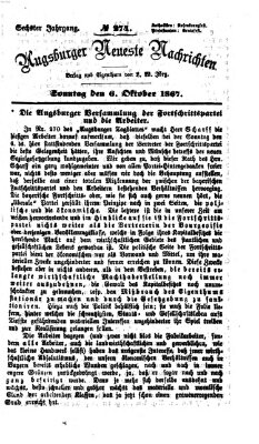 Augsburger neueste Nachrichten Sonntag 6. Oktober 1867