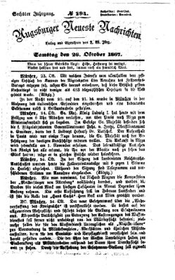 Augsburger neueste Nachrichten Samstag 26. Oktober 1867