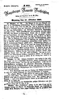 Augsburger neueste Nachrichten Sonntag 27. Oktober 1867