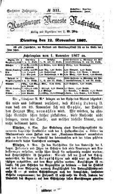 Augsburger neueste Nachrichten Dienstag 12. November 1867