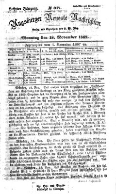 Augsburger neueste Nachrichten Montag 18. November 1867