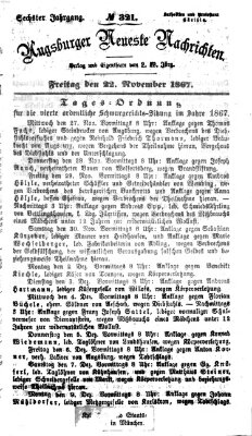 Augsburger neueste Nachrichten Freitag 22. November 1867