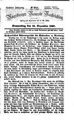 Augsburger neueste Nachrichten Donnerstag 12. Dezember 1867