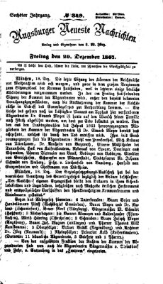 Augsburger neueste Nachrichten Freitag 20. Dezember 1867