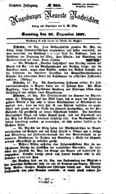 Augsburger neueste Nachrichten Samstag 28. Dezember 1867