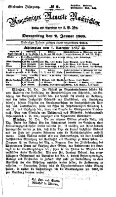 Augsburger neueste Nachrichten Donnerstag 2. Januar 1868