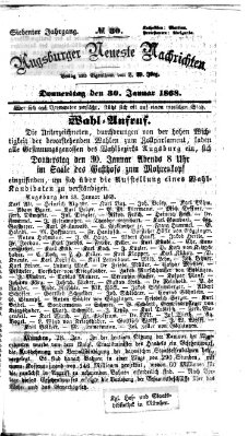 Augsburger neueste Nachrichten Donnerstag 30. Januar 1868