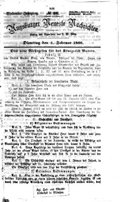 Augsburger neueste Nachrichten Dienstag 4. Februar 1868