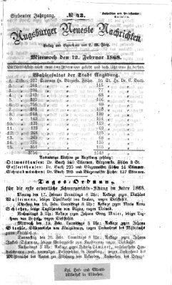 Augsburger neueste Nachrichten Mittwoch 12. Februar 1868