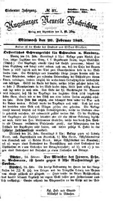 Augsburger neueste Nachrichten Mittwoch 26. Februar 1868