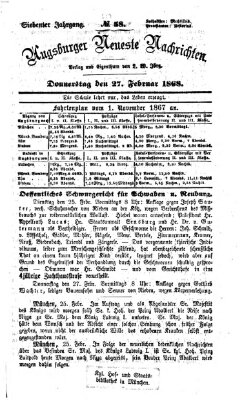 Augsburger neueste Nachrichten Donnerstag 27. Februar 1868