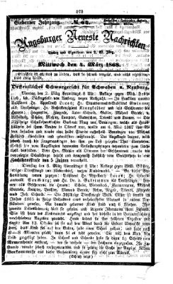 Augsburger neueste Nachrichten Mittwoch 4. März 1868