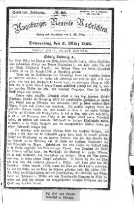 Augsburger neueste Nachrichten Donnerstag 5. März 1868