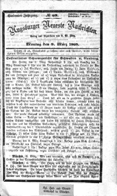 Augsburger neueste Nachrichten Montag 9. März 1868