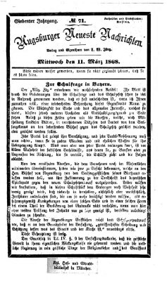 Augsburger neueste Nachrichten Mittwoch 11. März 1868