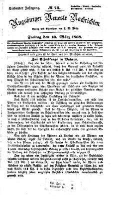 Augsburger neueste Nachrichten Freitag 13. März 1868