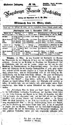 Augsburger neueste Nachrichten Mittwoch 18. März 1868