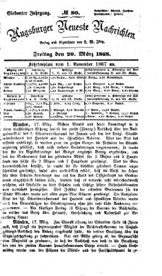 Augsburger neueste Nachrichten Freitag 20. März 1868