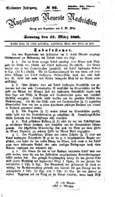 Augsburger neueste Nachrichten Sonntag 22. März 1868