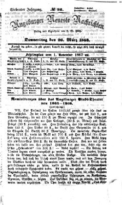 Augsburger neueste Nachrichten Donnerstag 26. März 1868