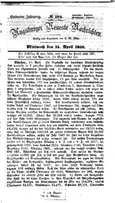 Augsburger neueste Nachrichten Mittwoch 15. April 1868