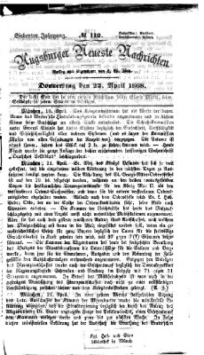 Augsburger neueste Nachrichten Donnerstag 23. April 1868