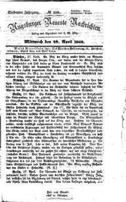 Augsburger neueste Nachrichten Mittwoch 29. April 1868