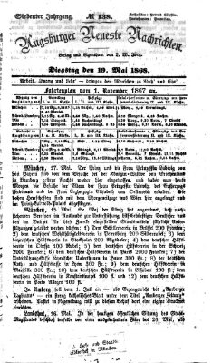 Augsburger neueste Nachrichten Dienstag 19. Mai 1868