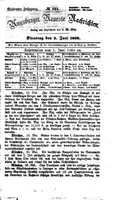 Augsburger neueste Nachrichten Dienstag 2. Juni 1868