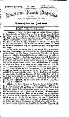 Augsburger neueste Nachrichten Mittwoch 10. Juni 1868