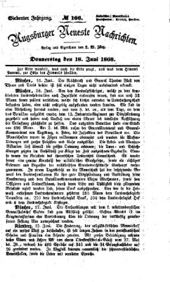 Augsburger neueste Nachrichten Donnerstag 18. Juni 1868