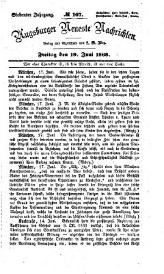 Augsburger neueste Nachrichten Freitag 19. Juni 1868