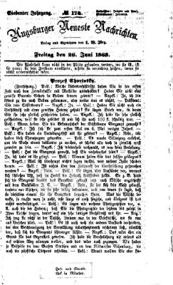 Augsburger neueste Nachrichten Freitag 26. Juni 1868