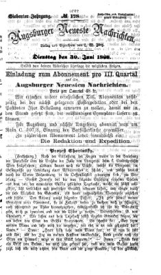 Augsburger neueste Nachrichten Dienstag 30. Juni 1868