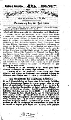 Augsburger neueste Nachrichten Donnerstag 16. Juli 1868