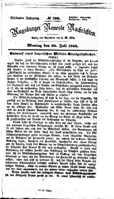 Augsburger neueste Nachrichten Montag 20. Juli 1868