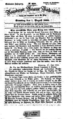 Augsburger neueste Nachrichten Samstag 1. August 1868