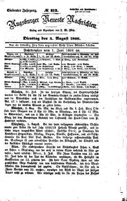 Augsburger neueste Nachrichten Dienstag 4. August 1868