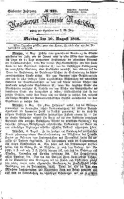 Augsburger neueste Nachrichten Montag 10. August 1868