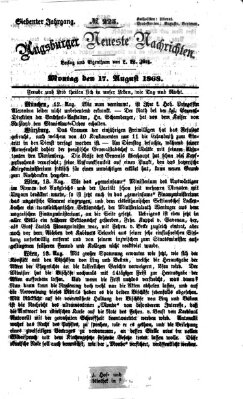 Augsburger neueste Nachrichten Montag 17. August 1868