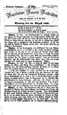 Augsburger neueste Nachrichten Dienstag 25. August 1868