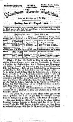 Augsburger neueste Nachrichten Donnerstag 27. August 1868