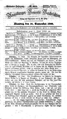 Augsburger neueste Nachrichten Dienstag 15. September 1868