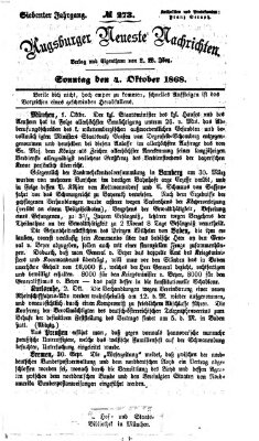 Augsburger neueste Nachrichten Sonntag 4. Oktober 1868