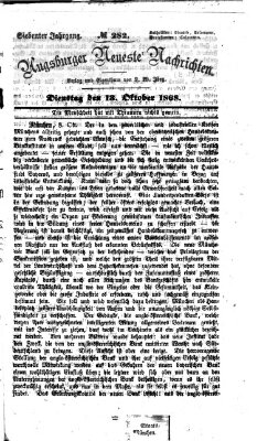 Augsburger neueste Nachrichten Dienstag 13. Oktober 1868