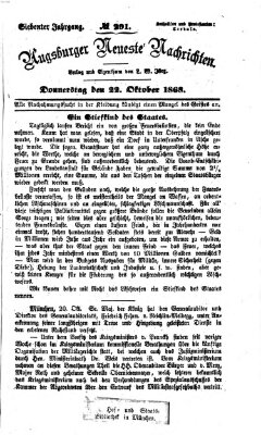 Augsburger neueste Nachrichten Donnerstag 22. Oktober 1868