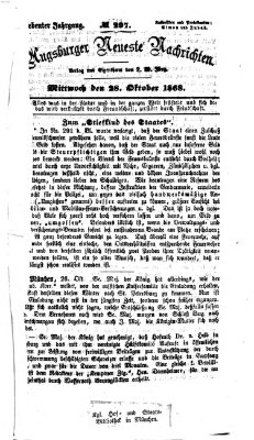 Augsburger neueste Nachrichten Mittwoch 28. Oktober 1868