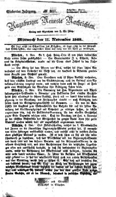 Augsburger neueste Nachrichten Mittwoch 11. November 1868